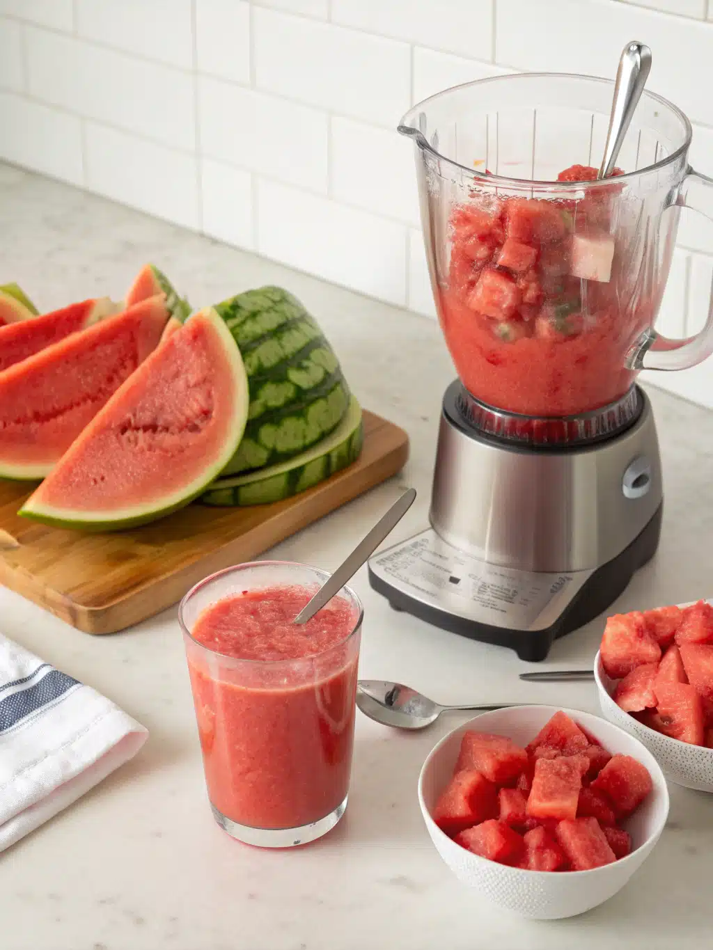 Refreshing Watermelon Juice Recipe – Quick & Healthy Summer Drink 5 how to make watermelon juice preparing steps
