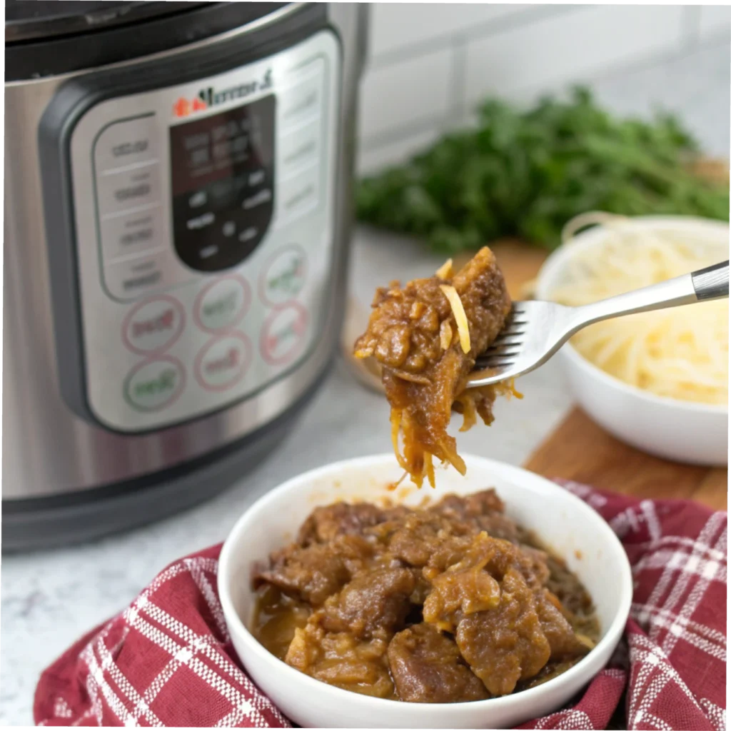Shredding tender instant pot beef chuck roast after natural release