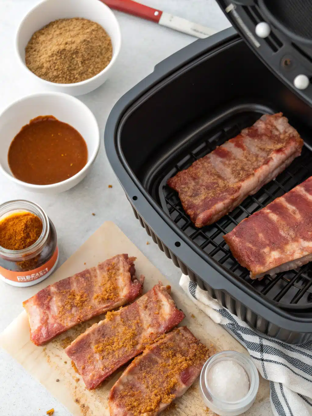 The Best Air Fryer Ribs Recipe for Juicy, Fall-Off-the-Bone Meat 5 air fryer ribs recipe preparing steps